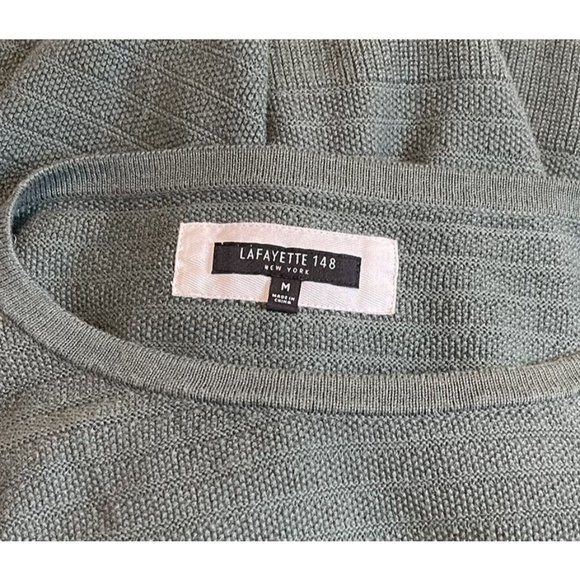 lafayette 148 sweater medium green cashmere blend sligtly cropped neutral - Picture 4 of 5